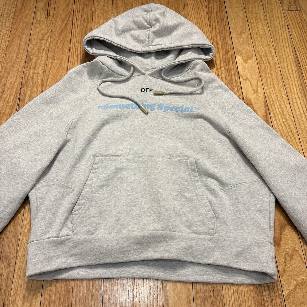 Off White Small Something Special Graphic Print Hoodie Woman Back Hit Sweatshirt